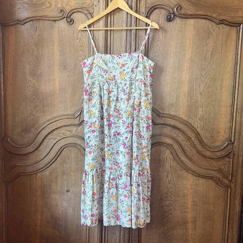 NEW Chelsea & Violet beige pink floral sleeveless linen blend dress - Picture 2 of 14
